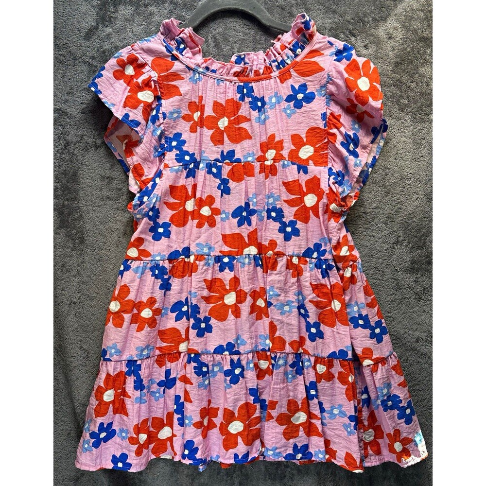 Entro Pink Floral Ruffle Round Neck Short Sleeve Blouse Size S